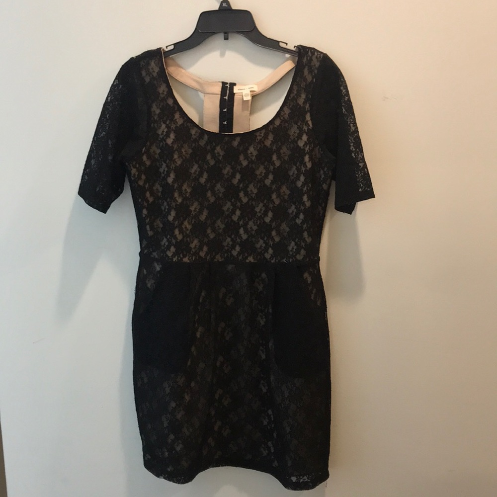 Boutique dress with black lace overlay
